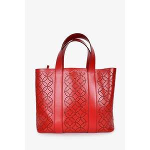 Alaia Paris Red Perforated Leather Top Handle Tote